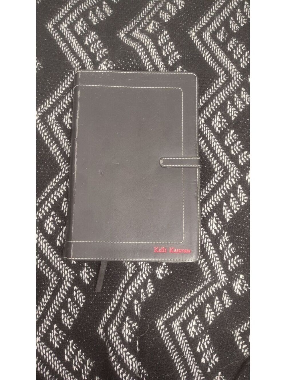 KJV Study Bible Black Leather Organizer Cover Red Letter Notes Highlighted